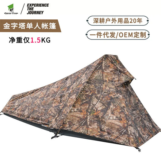 Outdoor Tent Double Layers Waterproof Single Person 3 Season Lightweight Tent