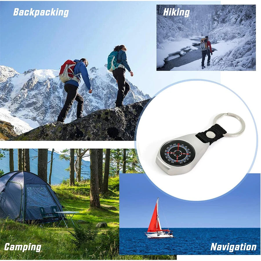 Military Grade Zinc Alloy Compass - Waterproof & Shockproof Keychain for Outdoor Navigation, Hiking, Camping & Driving
