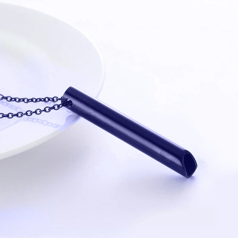 528Hz Stainless Steel Meditation Whistle Necklace | Yoga Breathing Tool & Anxiety Relief | Chakra Balancing Spiritual Jewelry