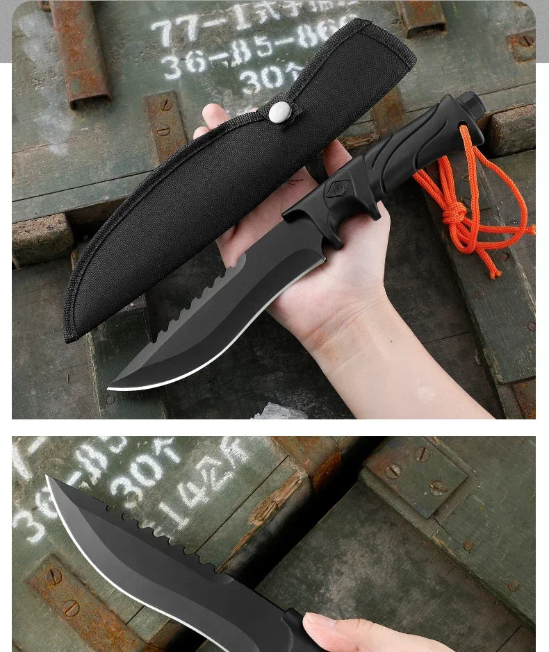 NEW Outdoor Camping Tactical Straight Knife, Portable Outdoor Tool Knife, EDC Gear, High Hardness Self-Defense Survival Knife
