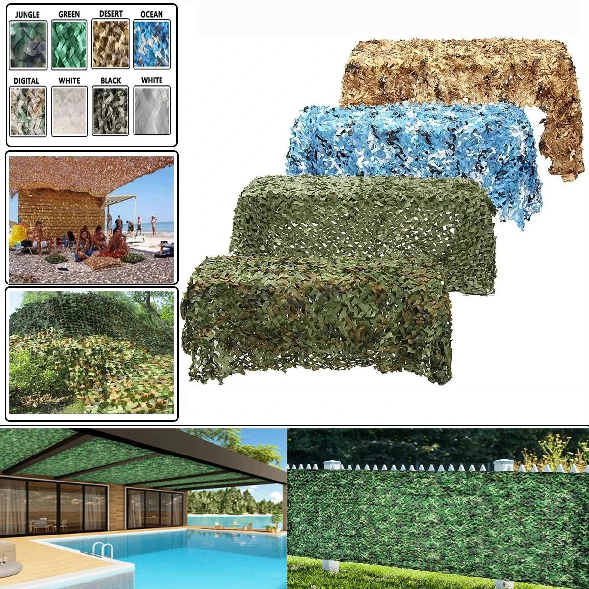 Military camouflage net military uniform camouflage net hunting camouflage net car tent white blue green black jungle