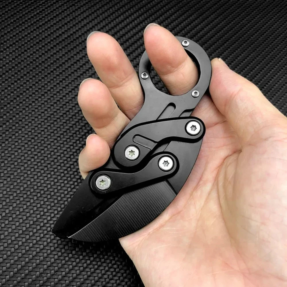 All-steel Claw Mechanical Knives Tactical Multifunction Outdoor Self Defense EDC Tool Gadget Gift for Men, Black/Silver