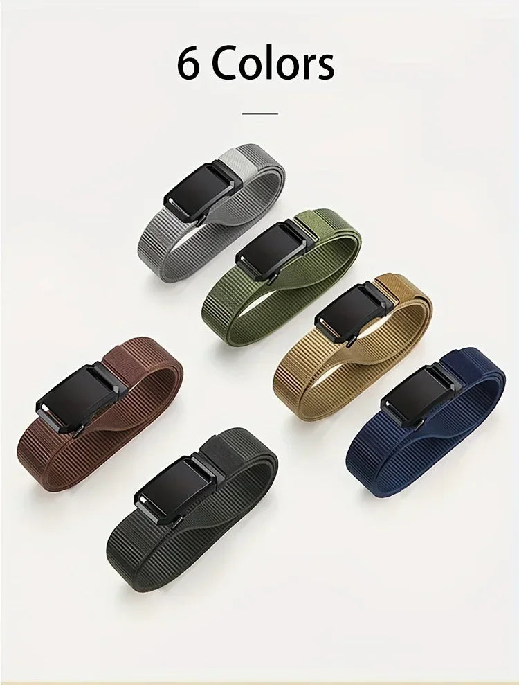 New Automatic Buckle Belt, Canvas Tactical Workwear Casual Outdoor Military Training Pants Belt For Men
