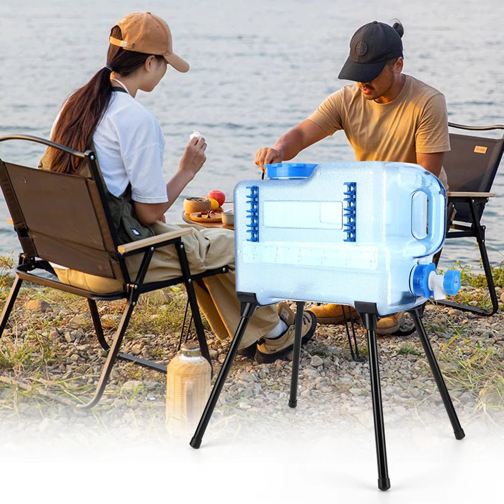 Car Water Bucket 12L Outdoor Camping Water Bin Large Capacity Portable Water Container with Detachable Rack  No Leakage