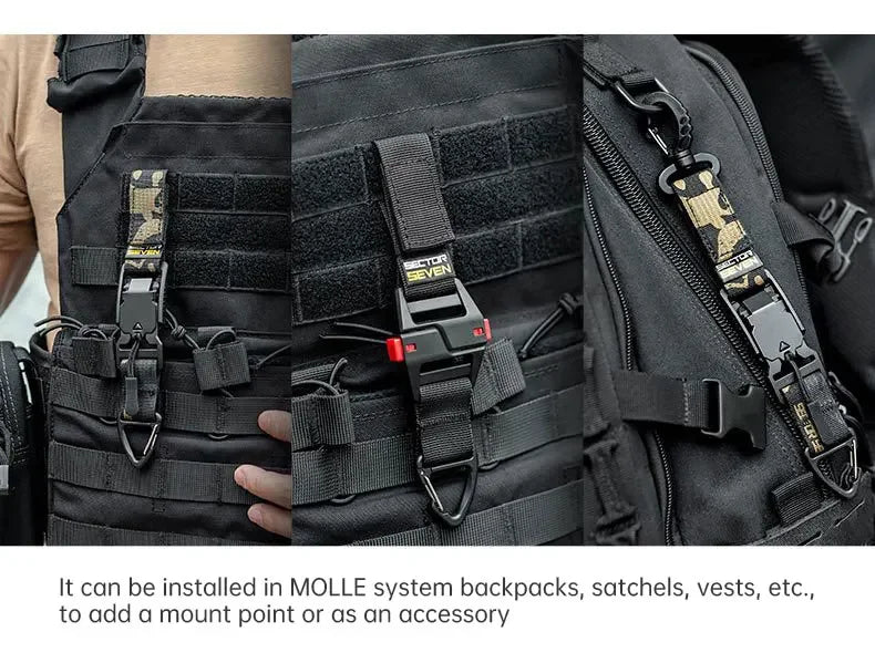 Tactical Multipurpose Triangle Quick Detachment Buckle Belt Quick Hanging Single Hook Survival Keychain EDC Quick Release Buckle