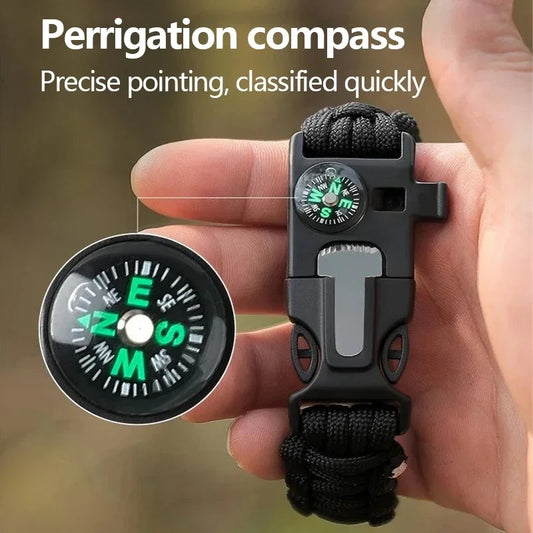 Outdoor Multi-function Paracord Survival Bracelet with Flint Adventure Emergency Rescue Survival Rope Bracelet Igniter for Men