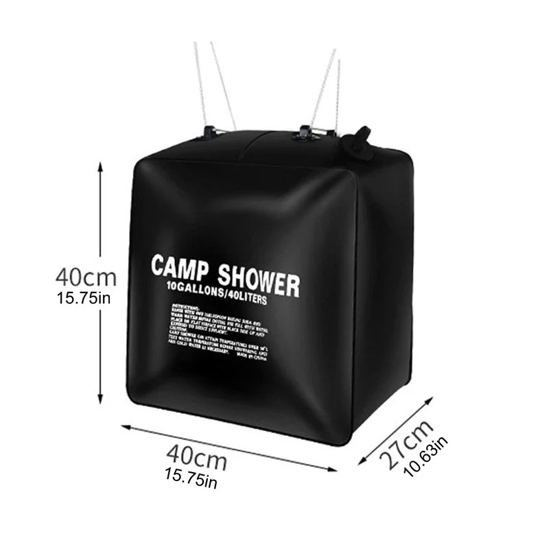 Water Bag 40L Shower Head Solar Power Fast Heating Camping Shower Bag Camping Fishing Hiking Water Storage Bag Bathing Bag