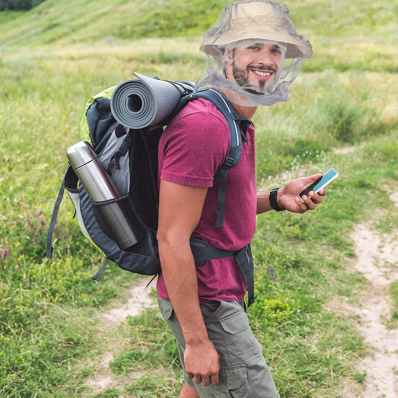 Outdoor Head Face Mask Hat Net Cover Anti-mosquito cover mosquito net cap travel breathable head mesh covers Anti Mosquito Bug