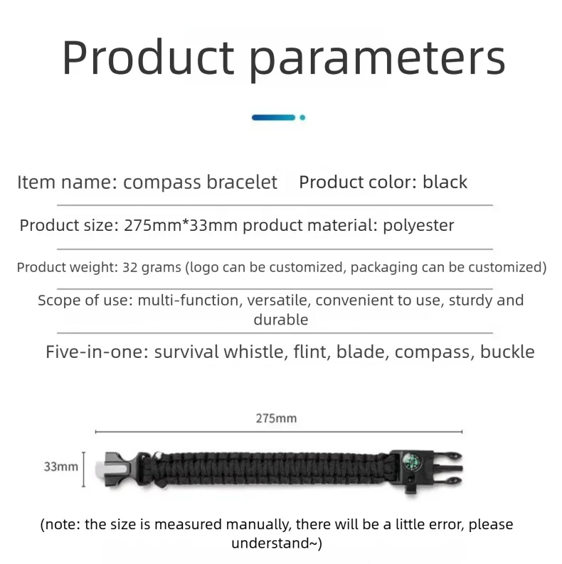 Outdoor Multi-function Paracord Survival Bracelet with Flint Adventure Emergency Rescue Survival Rope Bracelet Igniter for Men