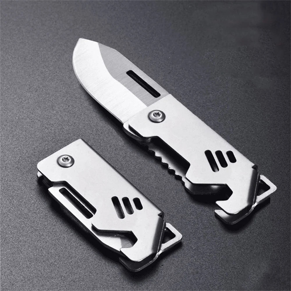 New Outdoor Folding Pocket Knife Keychain D2 Steel Sharp Cutting Camping Survival Tool Bottle Opener Portable Key Chain Pendant