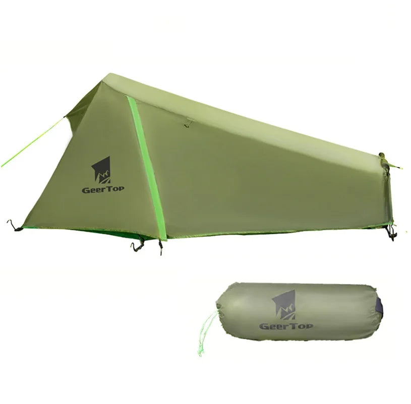 Outdoor Tent Double Layers Waterproof Single Person 3 Season Lightweight Tent