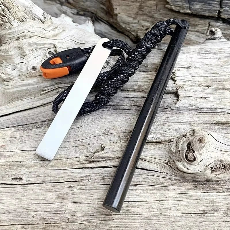 10*150mm Outdoor Flint Magnesium Rod with White Steel Scraper Whistle Camping Gnition Flint Rod EDC Survival Fire Starting Tool