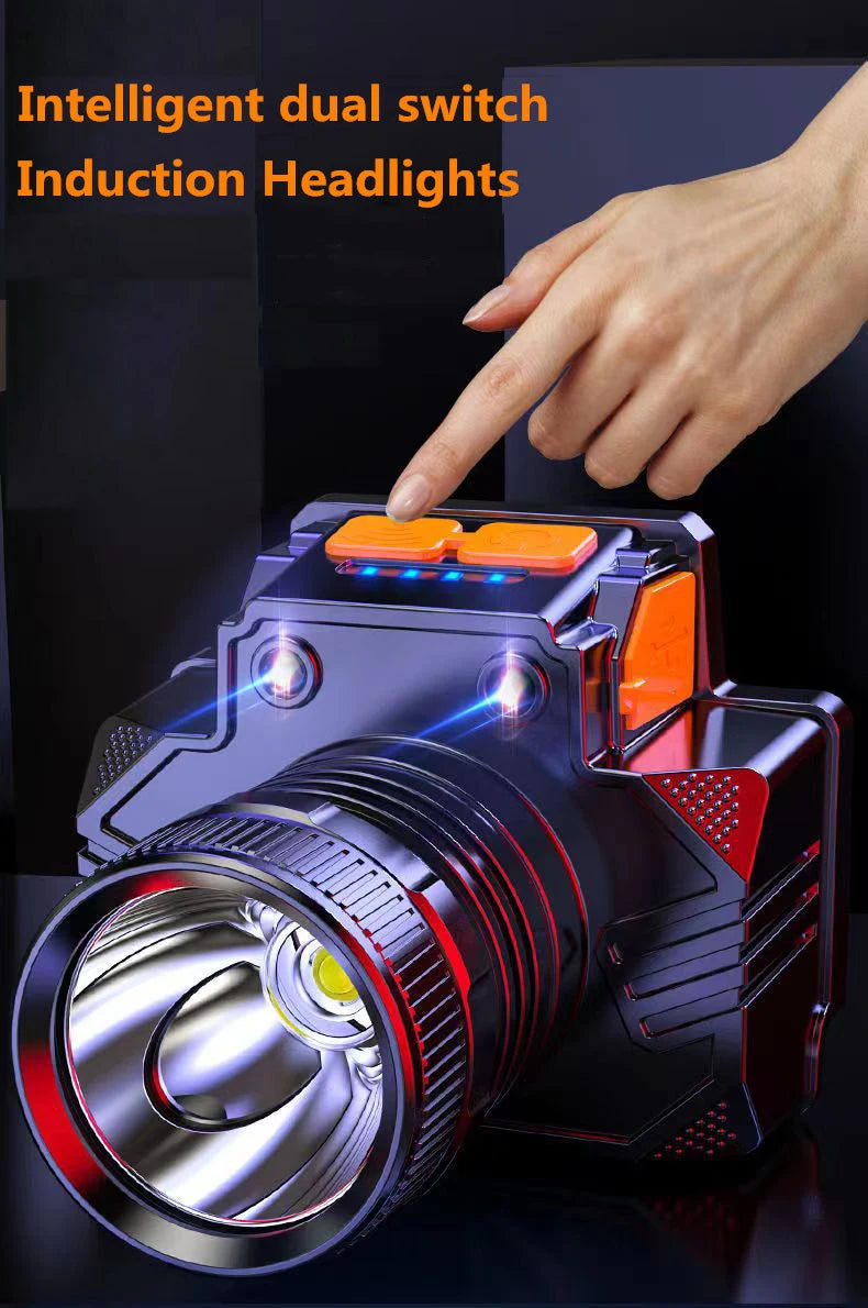 Powerful Rechargeable Headlights Led Headlights Induction Flashlight Camping Lights Super Bright Flash Fishing Hunting