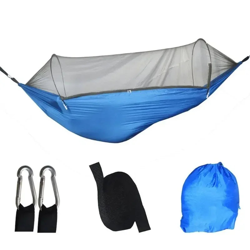 Camping Hammock Fully Automatic Quick Opening Mosquito Net Outdoor Camping Tent High Strength Parachute Fabric Hanging Bed Net