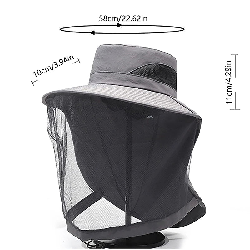 Outdoor Fishing Cap Anti Mosquito Insect Hat Fishing Hat Bug Mesh Head Net Face Protector Camping Hats Fishing Cap
