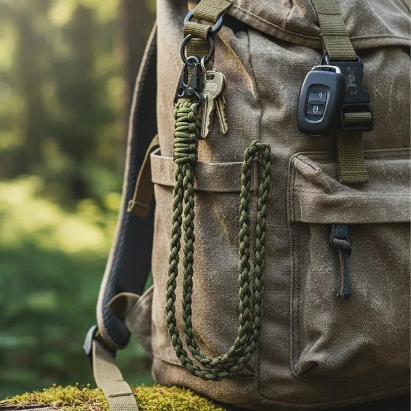 Outdoor Necklace Lanyard with Metal Clip Keychain Multifunctional Heavy Duty Braided Umbrella Rope Neck Lanyard Keychain