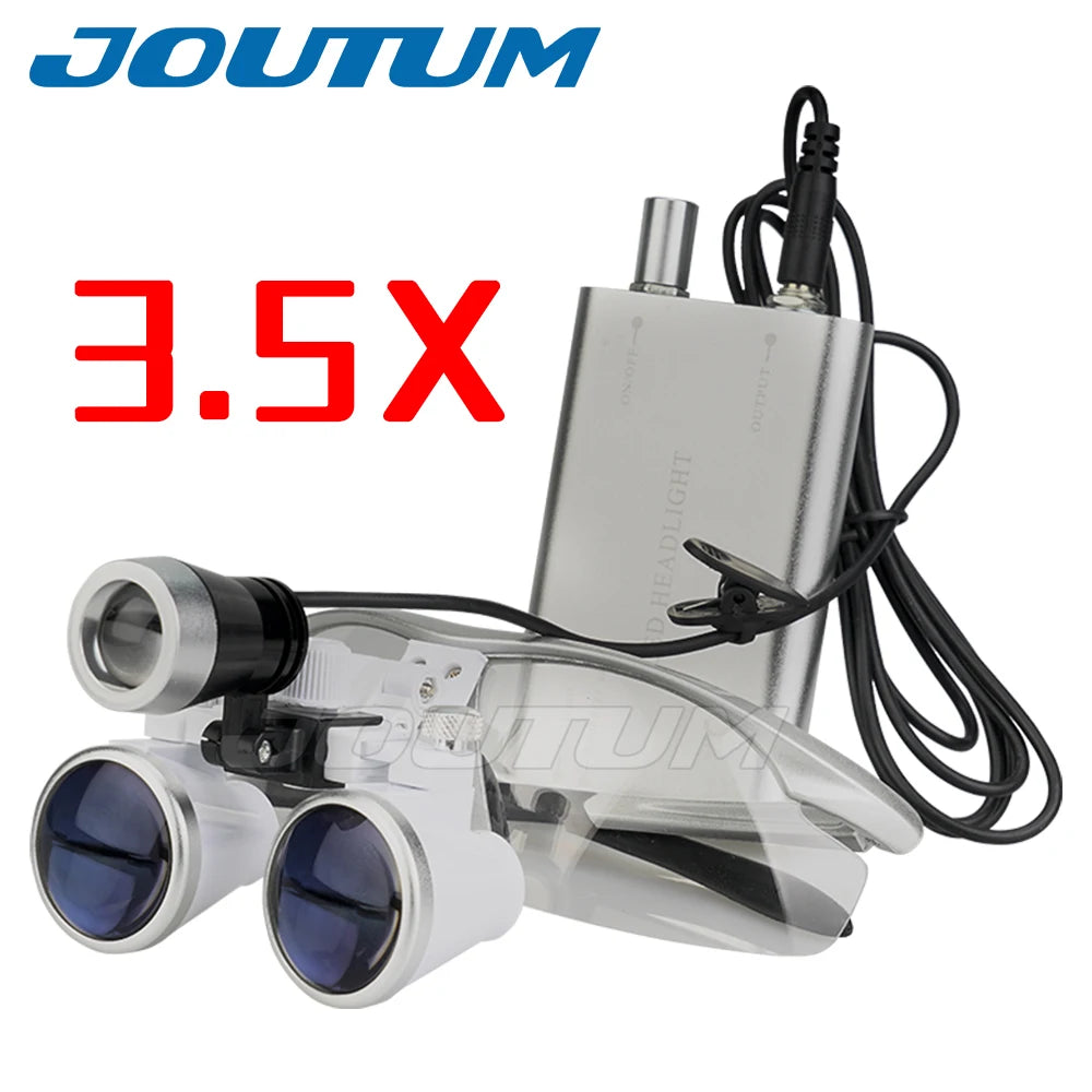 3.5X/2.5X Magnification Binocular Dental Loupe Surgery Surgical Magnifier with Headlight LED Light Medical Operation Loupe Lamp
