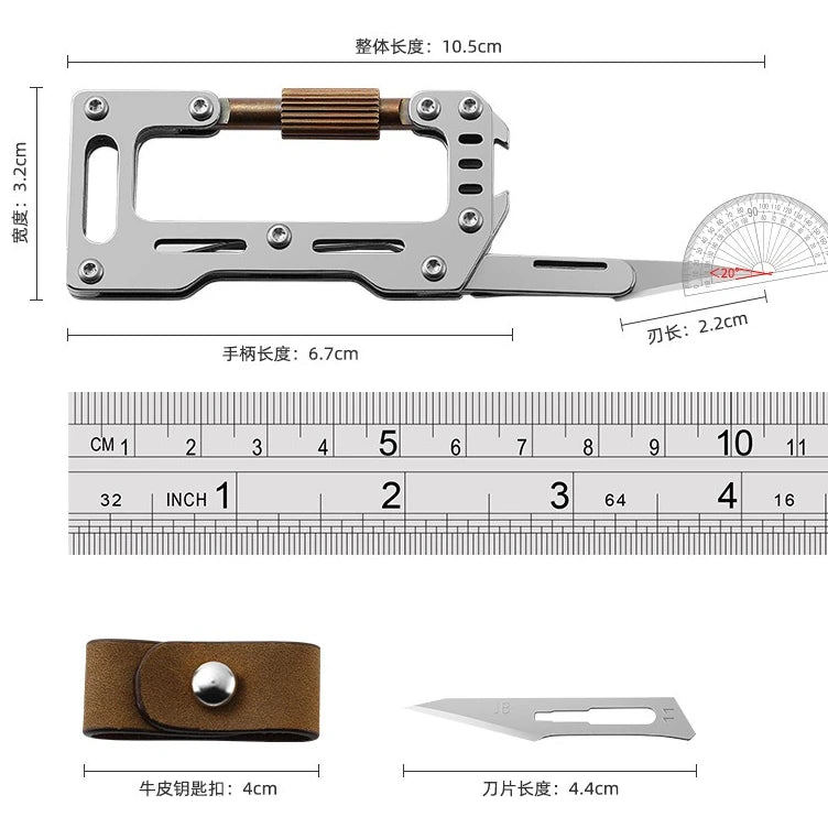 EDC Multi-functional Mini Knife Keychain Stainless Steel Outdoor Convenient Camping Emergency Survival Equipment