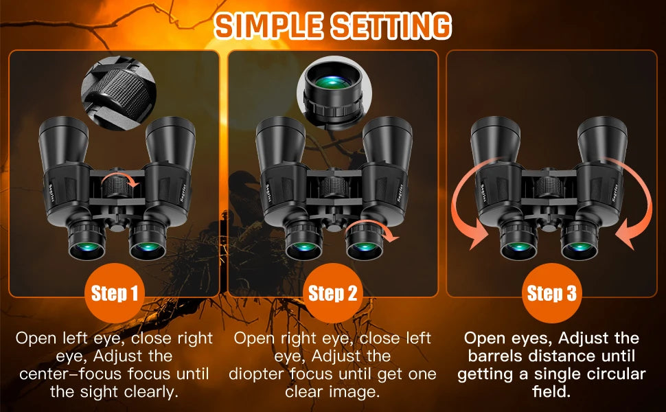 20x50 Military Binoculars for Adults with Smartphone Adapter With BAK4 Prism FMC Lens Telescope Tactical Binoculars for Hiking