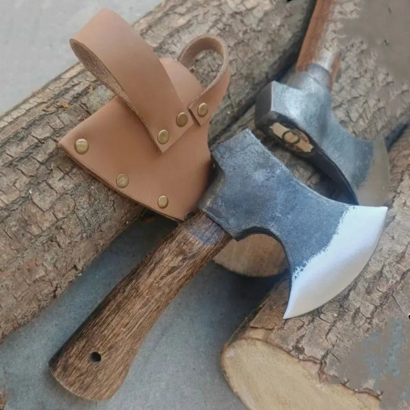 High-carbon Steel Hatchet Portable Small Axe Outdoors Camping Multifunctional Wooden Handle Self-defense Small Axe Outdoor Tools