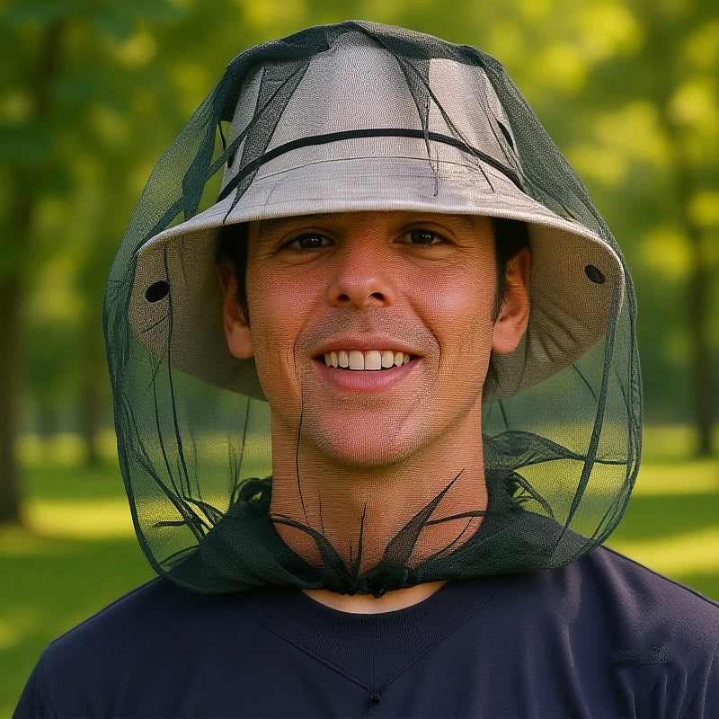 Fishing Anti Mosquito Insect Hat Fishing Hat Bug Mesh Head Net Face Protector Camping Sunshade Hats Outdoor Travel Camping