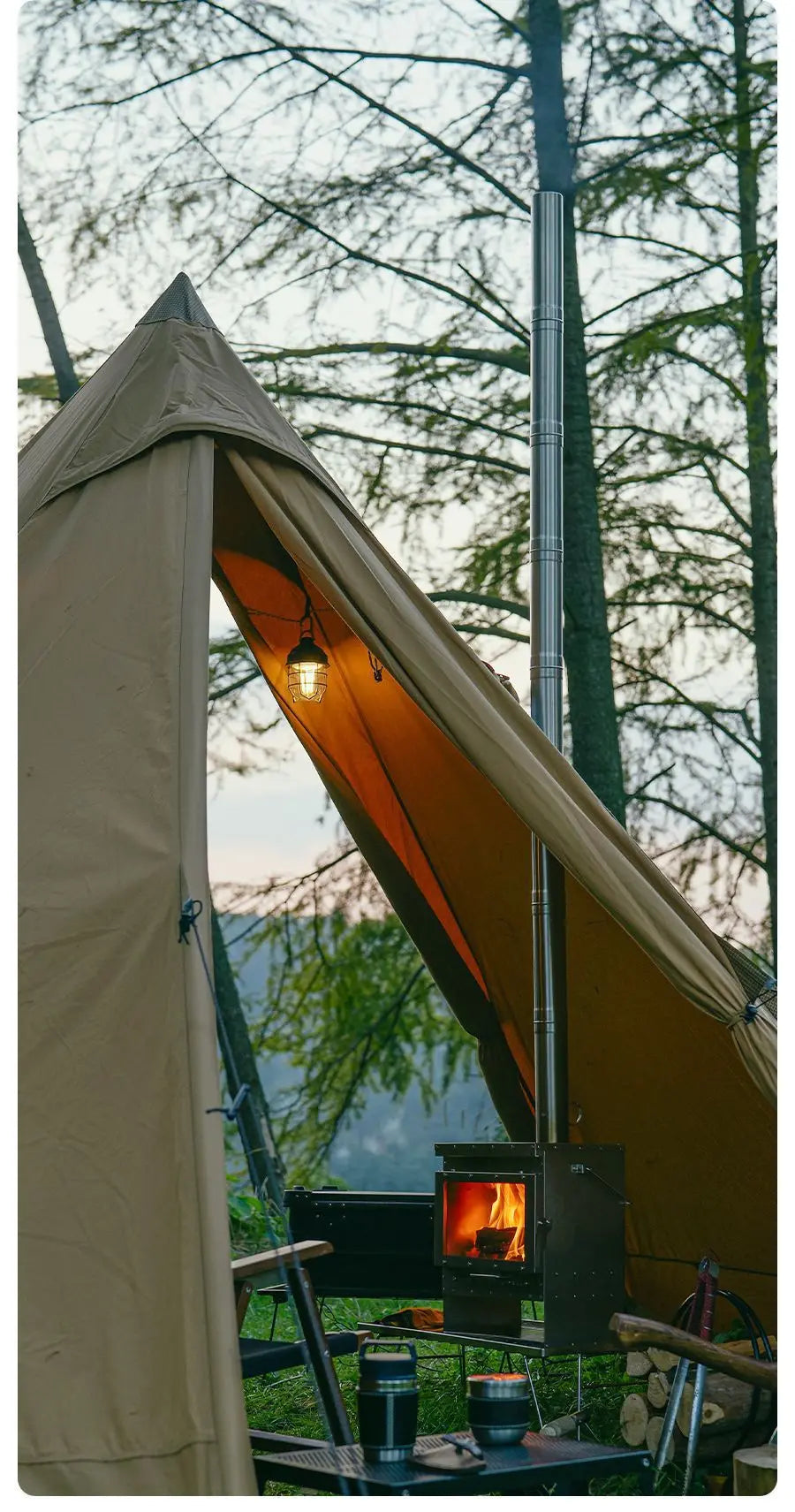 Stainless Steel Smokeless Fireplace Multifunctional Tent Firewood Stove Camping Firewood Stove Portable Heating Stove