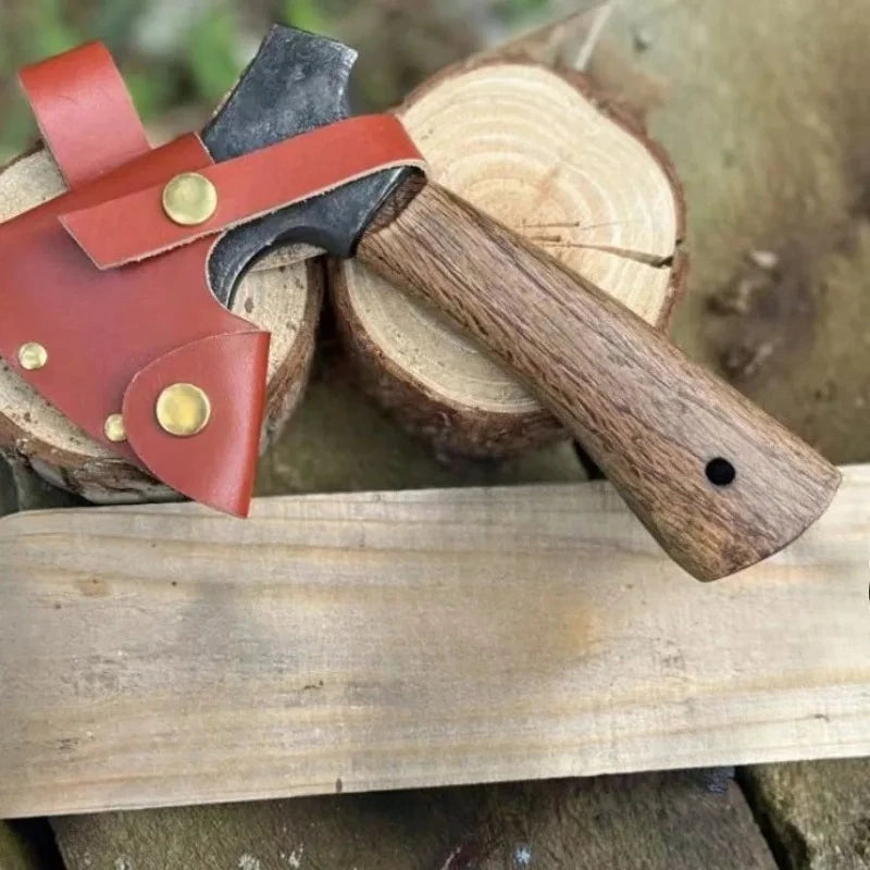 High-carbon Steel Hatchet Portable Small Axe Outdoors Camping Multifunctional Wooden Handle Self-defense Small Axe Outdoor Tools
