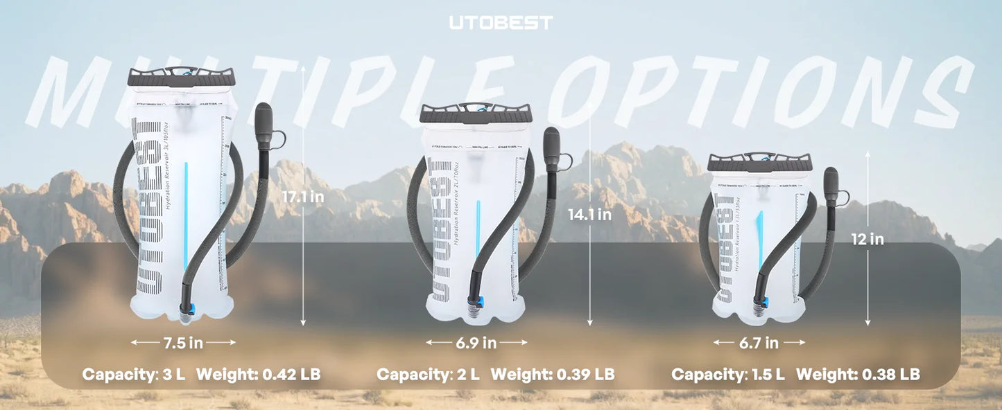 UTOBEST 1.5L/2L/3L Water Bladder Hydration Pack Reservoir TPU Water Storage Bag for Camping Cycling Running Hiking