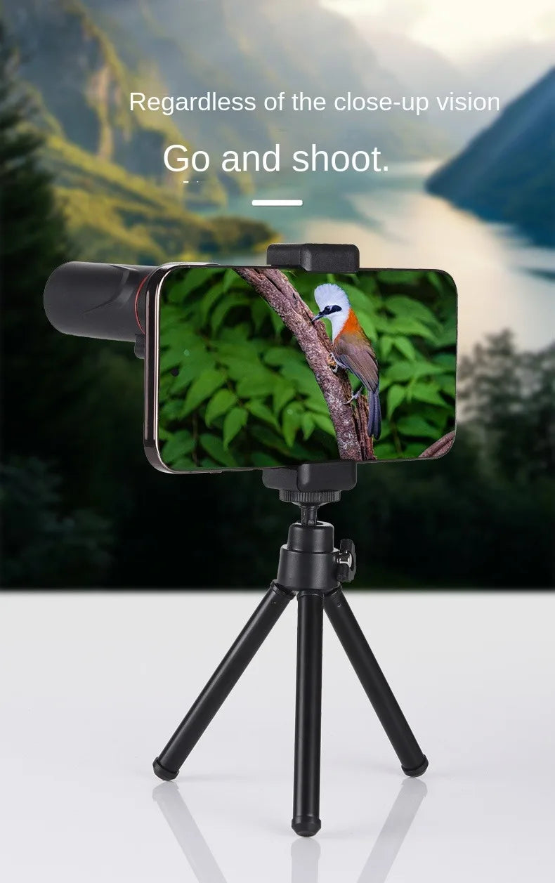 Outdoor 2000x25 HD Monocular Telescope Mini Portable Mobile Phone Telescope with Holder Camping Hunting Birdwatching Telescopes