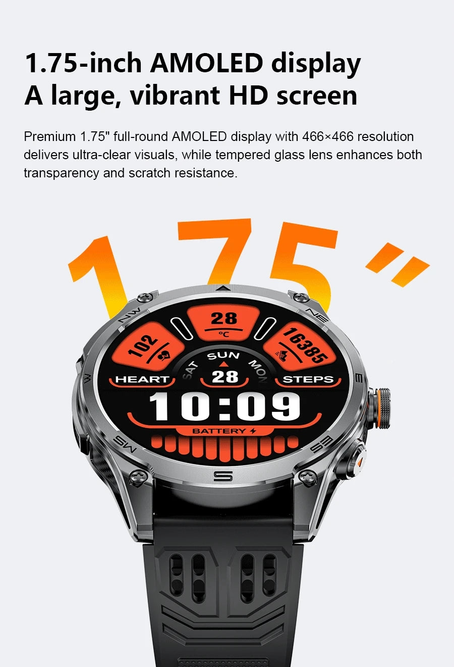 2025 New Military T-Rex 3 Ultra GPS Smart Watch 1000mAh Battery 10ATM Waterproof Compass Flashlight Sports trackr Smartwatch Men