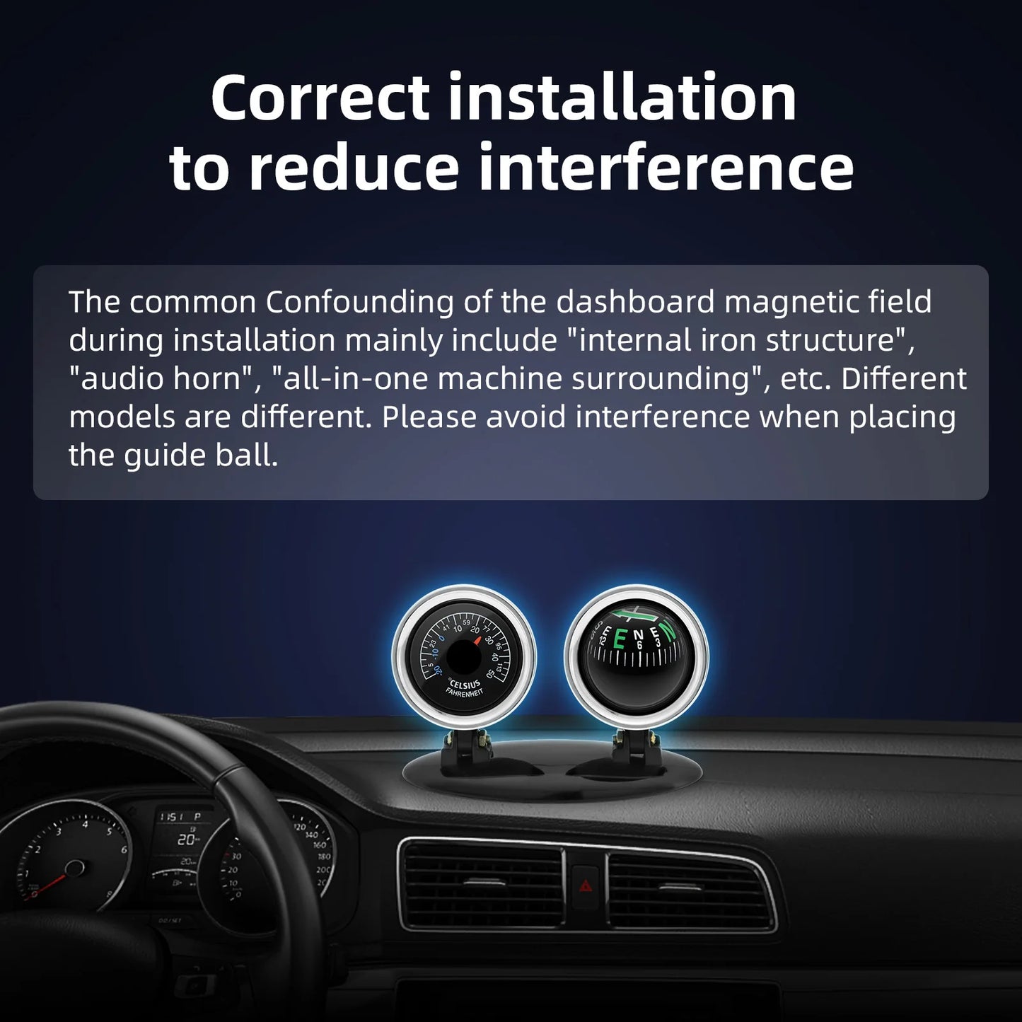 Multifunctional Compass Portable Compact Navigation Device Universal Outdoor High Precision Compass For Car Boat Moto Bicycle