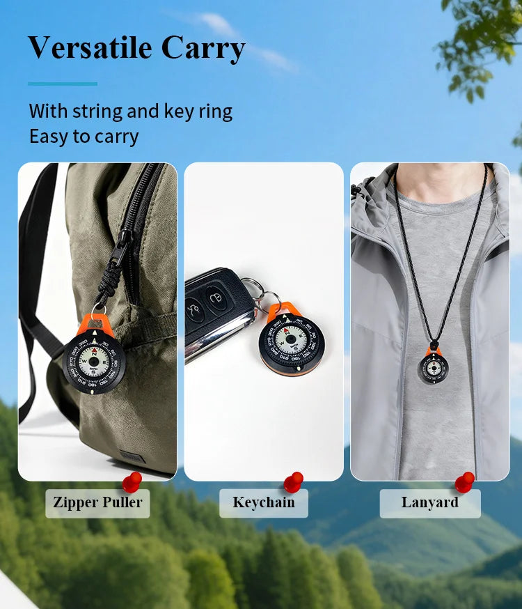 KANPAS EDC Mini Compass, Luminous Compass for Adventure Map Reading, Light Weight Outdoor Survival Gear, K-18