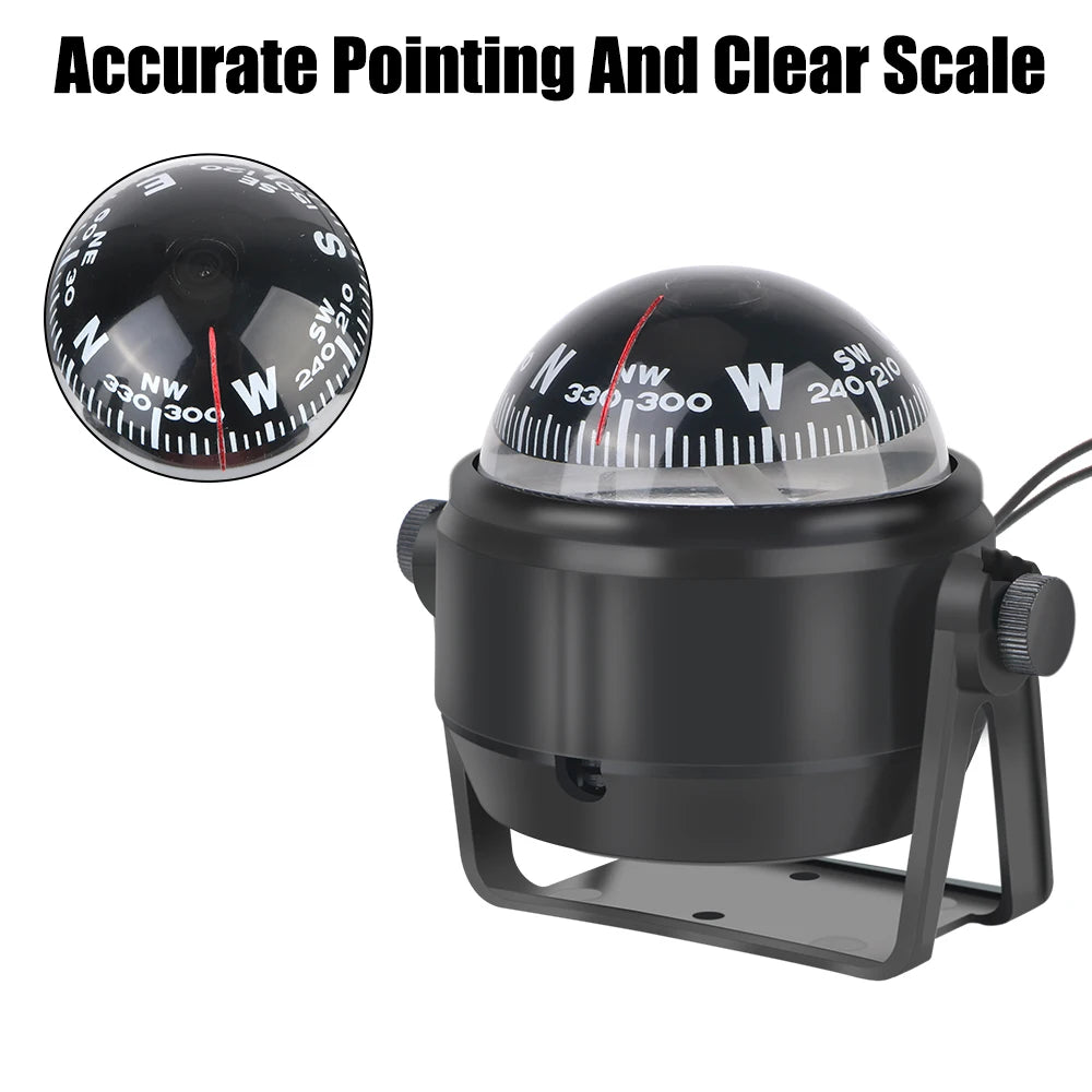 With Electronic LED Light Nautical Compass Waterproof 12V LC550 Navigation Positioning 360°rotating Boat Compass