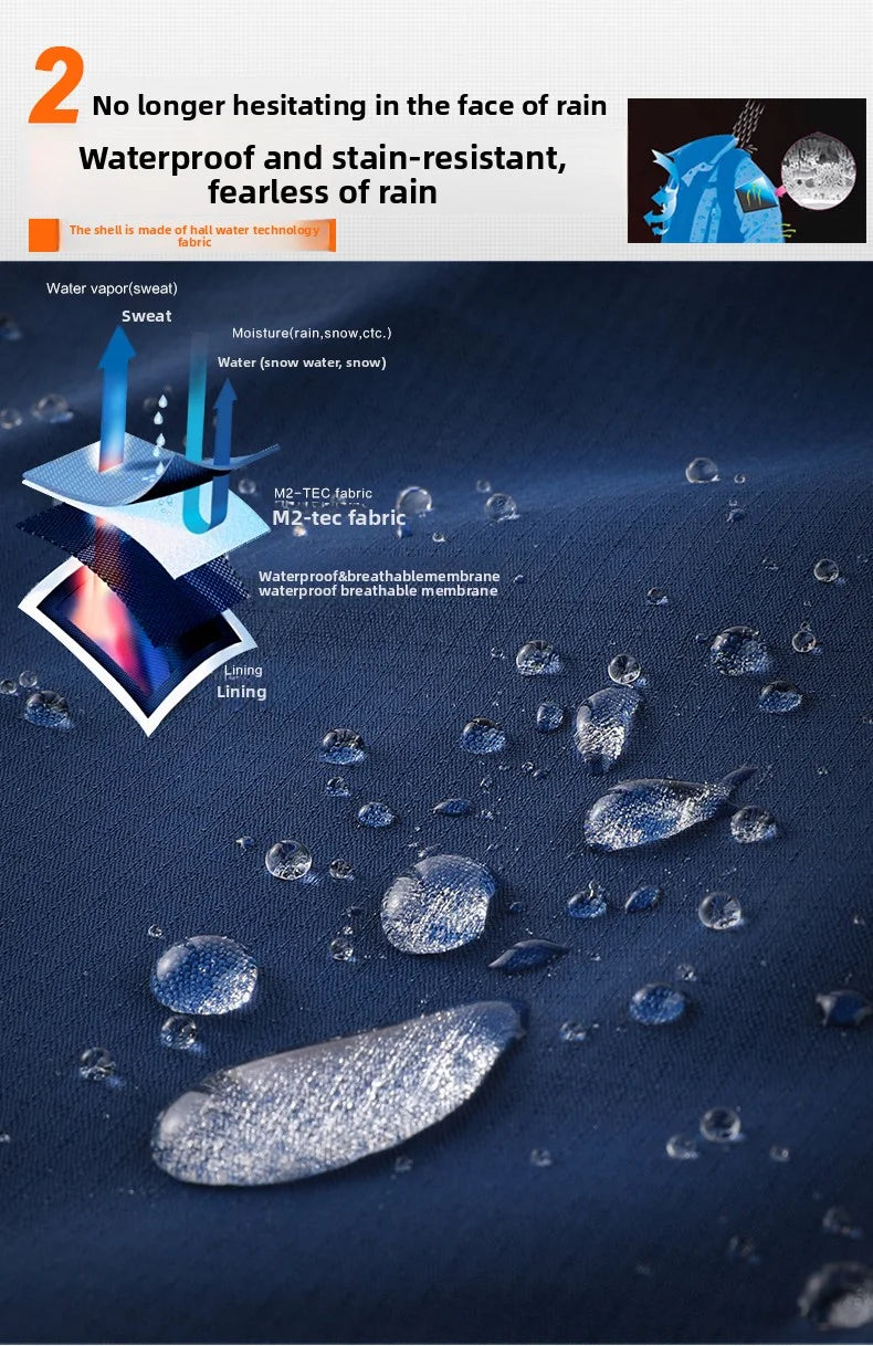 Big&Tall Outdoor Jacket Men Plus Size Fleece Lined Hooded Coat Waterproof Winter Man Parkas Loose Plus Size Coat Hiking Outwear