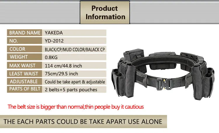 Yakeda Gear User Outdoor Black Hunting Tactics Law Enforcement Duty Security Traffic air gun Belt airsoft equipment Camo