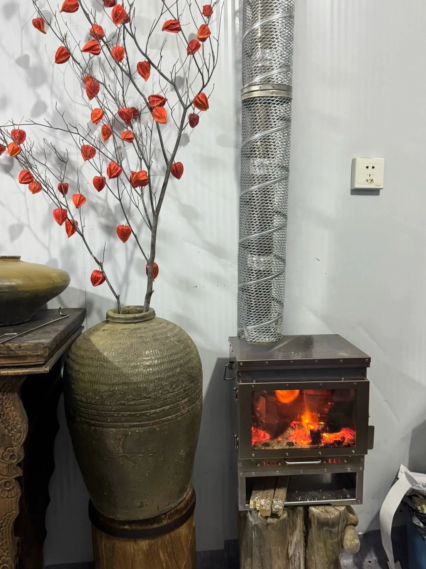 Stainless Steel Smokeless Fireplace Multifunctional Tent Firewood Stove Camping Firewood Stove Portable Heating Stove