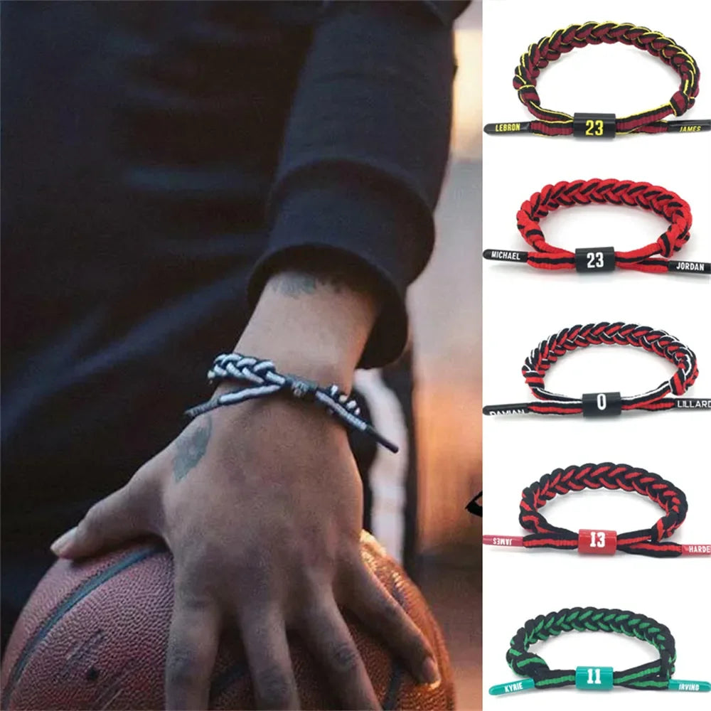 Sport Style Men Hand Woven Number Rope Bracelet Couple Adjustable Paracord Bracelet For All Ages Basketball Fan Souvenir Gift