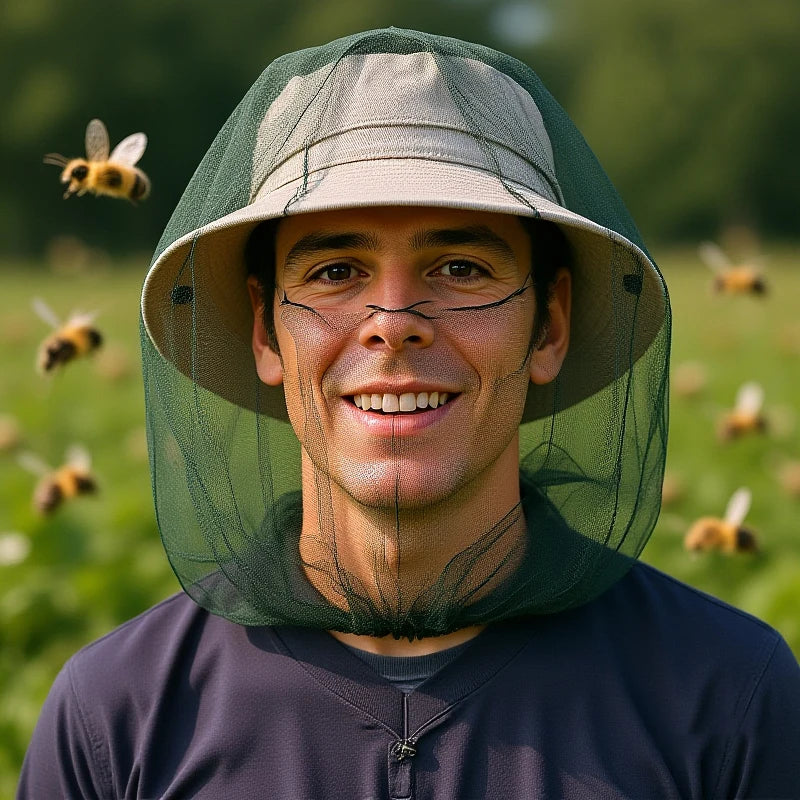 Fishing Anti Mosquito Insect Hat Fishing Hat Bug Mesh Head Net Face Protector Camping Sunshade Hats Outdoor Travel Camping