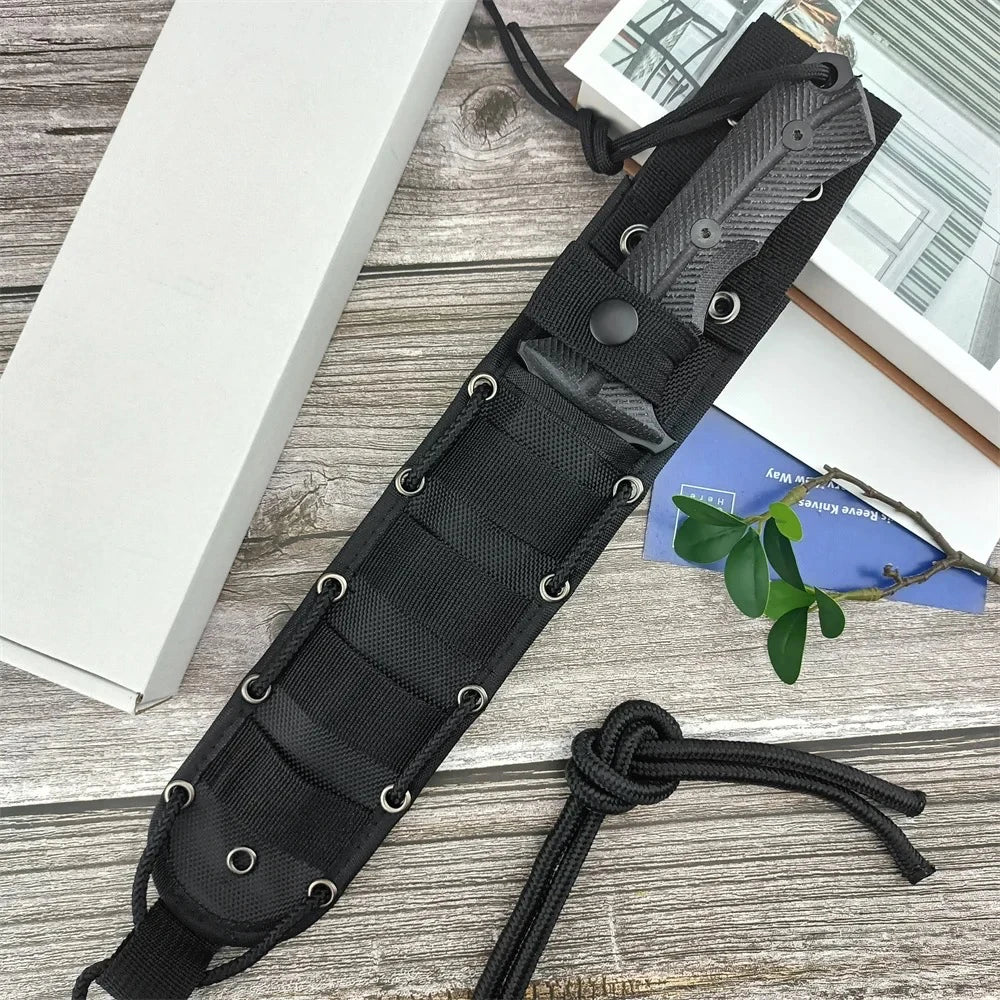 Green Beret Tactical Fixed Blade Knife with Sheath - D2 Steel Survival Knife, G10 Handle for Military EDC, Outdoor Camping