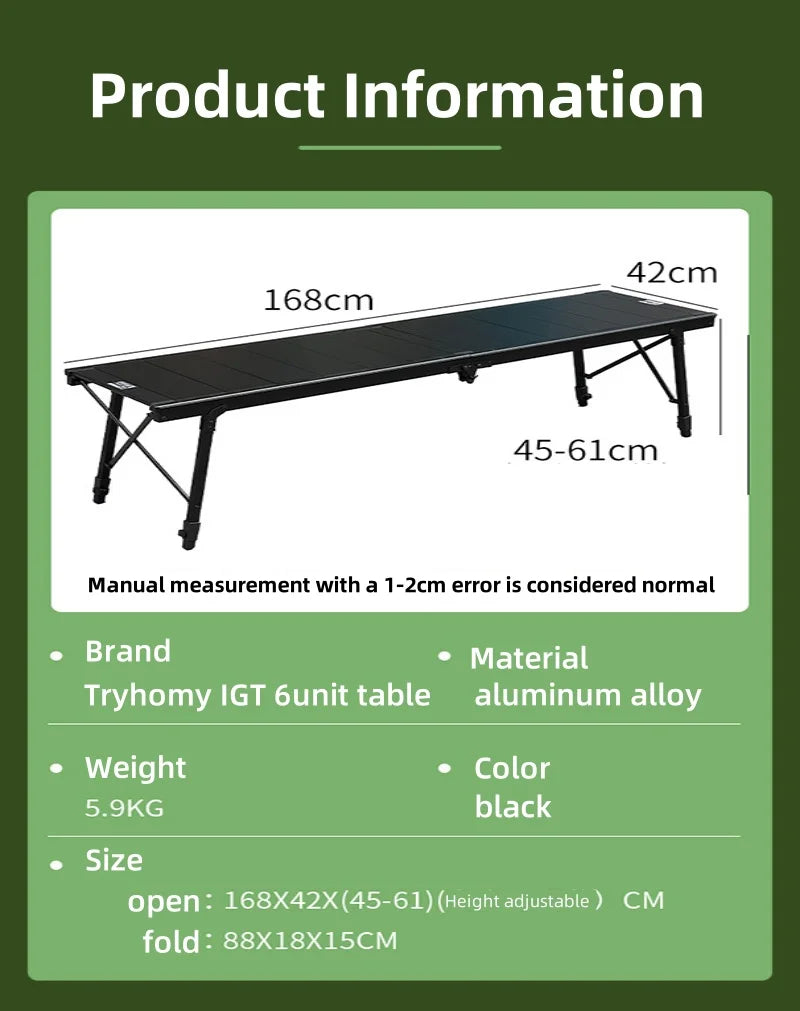 Tryhomy Outdoor Camping IGT Table IGT 6 Unit Table Portable Aluminum Alloy Ultralight Fold Camping Desk BBQ Picnic IGT Table New