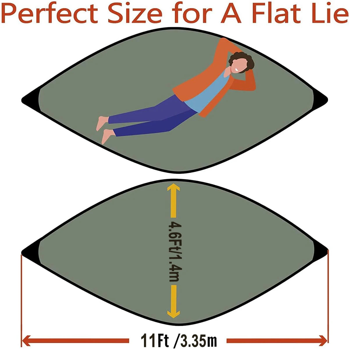 Spacious Single&Double Hammock with removable No See-Um net 2 in 1 camping hammock with protection net for outdoor