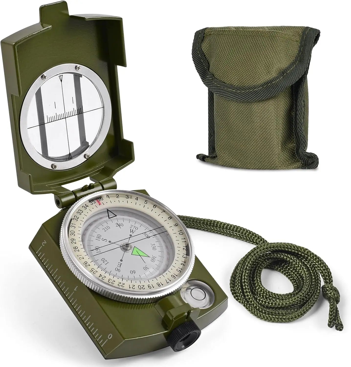 Outdoor Survival Compass High Precision Professional Metal Sight Compass Luminous for Outdoor Hiking Climbing Exploring Geology