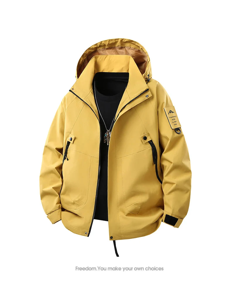 Unisex Hiking Jacket Men Outdoor Waterproof Climbing Fishing Hooded Jacket Autumn Spring Women Windproof Detachable Camping Coat