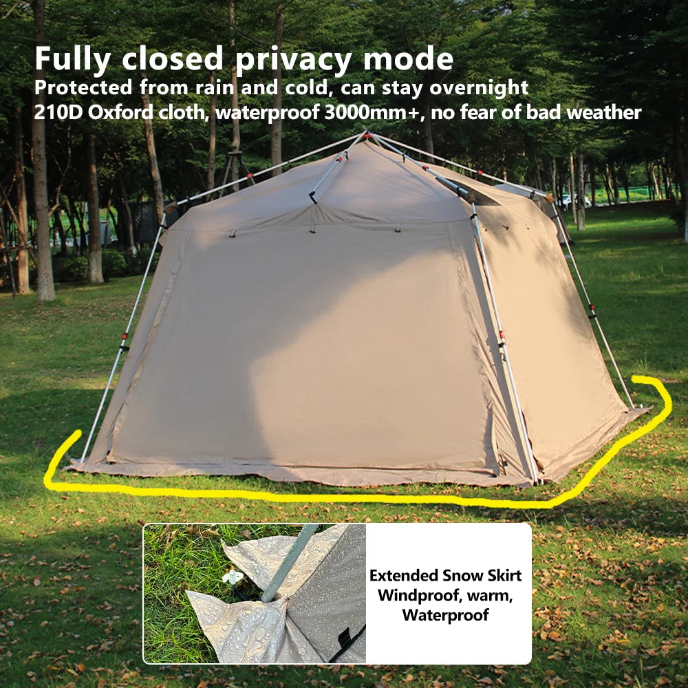 Outdoor Camping Tent with Chimney Large Family 5-9 Person Waterproof Sun Protection with Aluminum Poles Beach Hiking Fishing