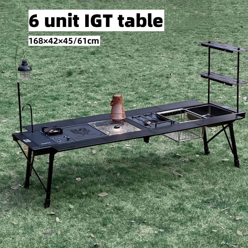 Tryhomy Outdoor Camping IGT Table IGT 6 Unit Table Portable Aluminum Alloy Ultralight Fold Camping Desk BBQ Picnic IGT Table New