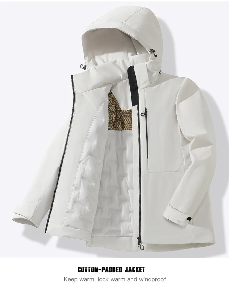 EUMERGX Men's Women's Winter Coat Waterproof Windproof Warm Fleece Jacket Unisex Hiking Camping Skiing Climbing Windbreaker