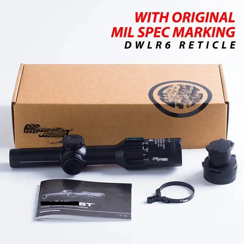 Tactical 6T SCOPE 1-6X24mm FFP First Focal Plane Riflescope DWLR6 Illuminated Reticle w/30mm ALPHA-MSR Cantilevered Mount