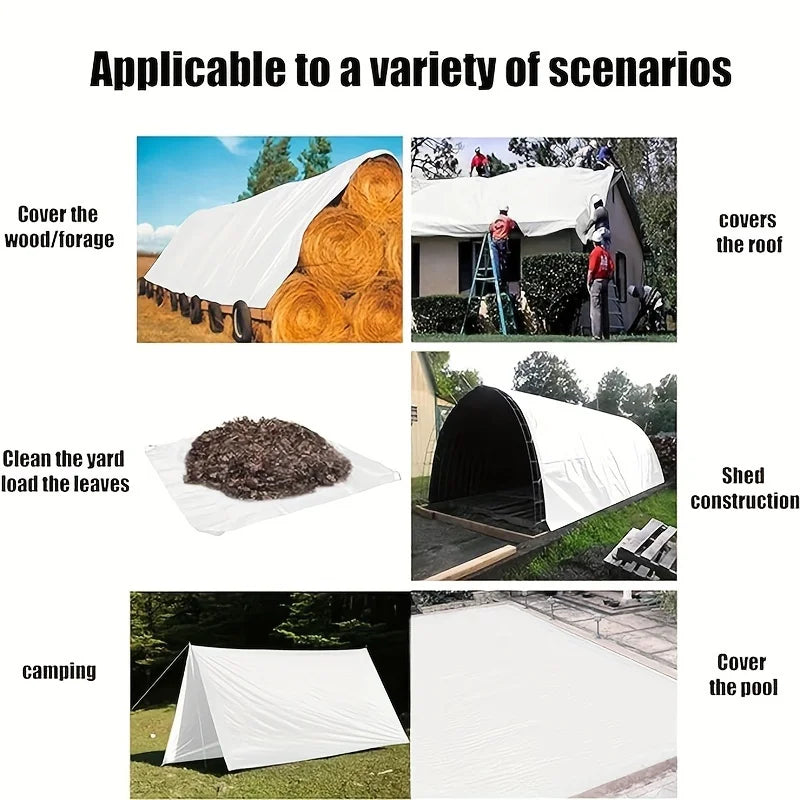 White Custom Large Tarp 3x5 6 8m*8 10 12 3 4x4 5m Outdoor Sun Shade Awning Waterproof Tarpaulin Uv Blocking Tent Camp Rain Cover