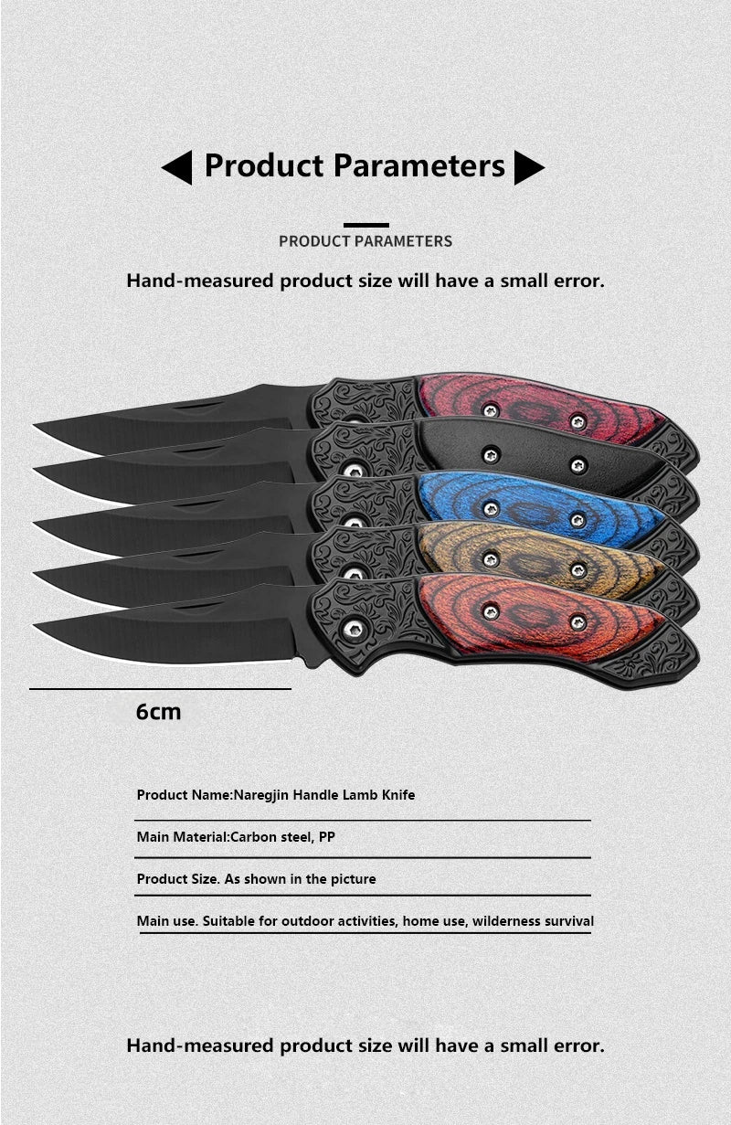 Portable Outdoor Folding Knife for Camping, Mini Household Stainless Steel Fruit Knife, Letter Opener Folding Knife