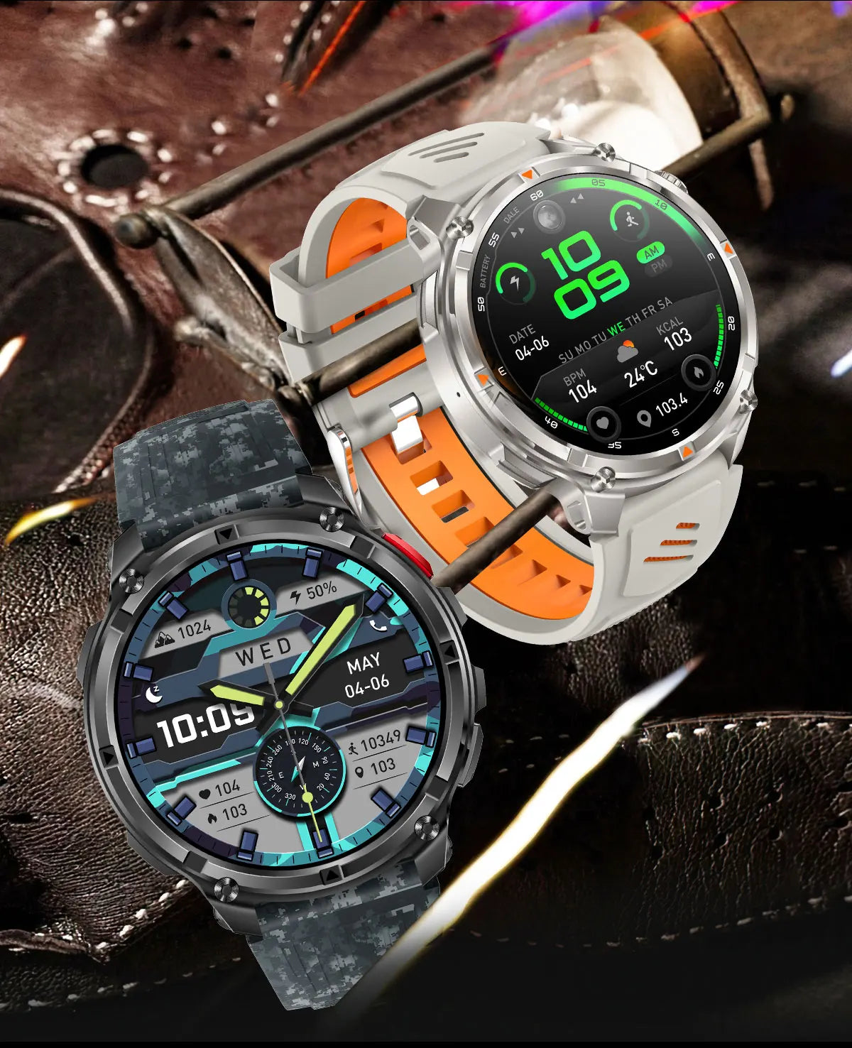 New Military T-Rex3 Ultra 1100mAh Battery Smart Watch 5 ATM Waterproof 1.7"AOD Compass GPS Sports tracker Outdoors Smartwatches